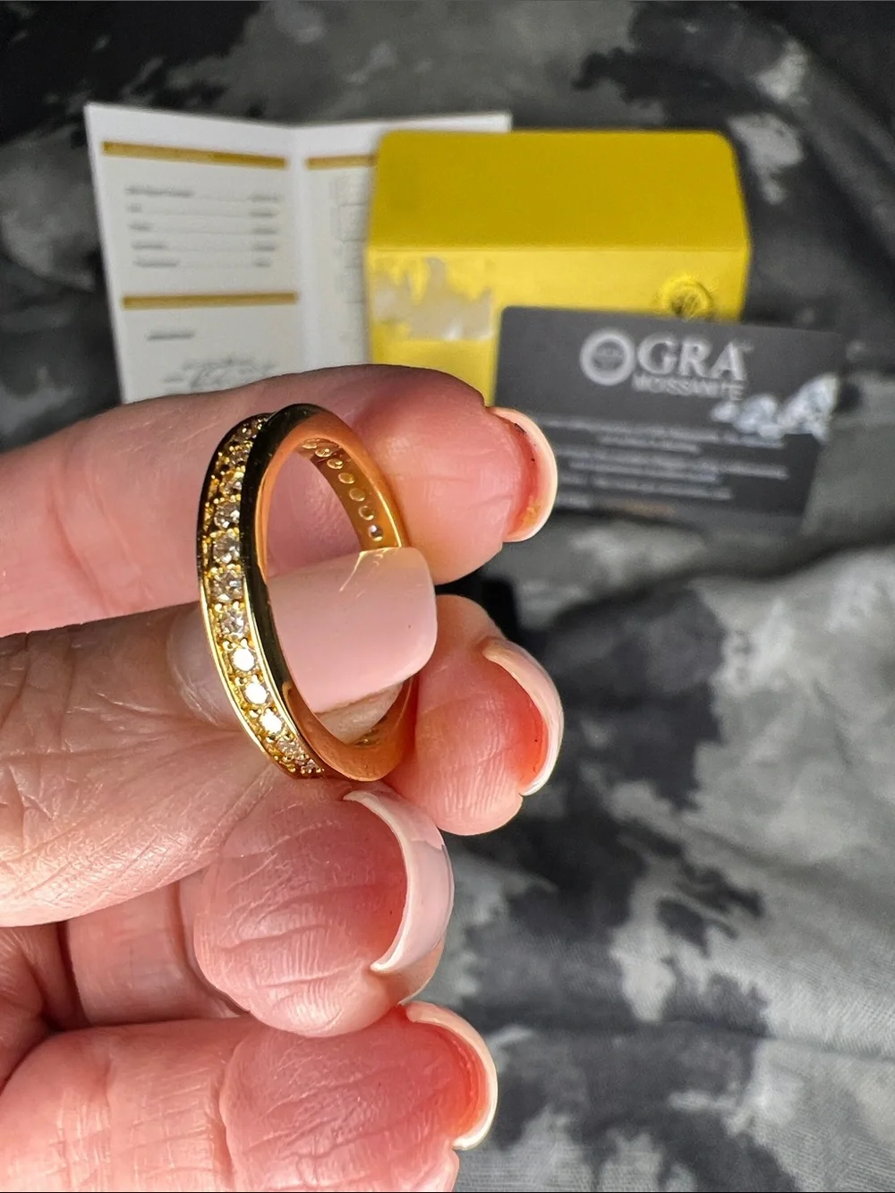 GRA Moissanite Gold Tone Eternity Band - Yellow